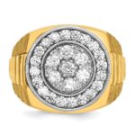 IBGoodman 14k Two-Tone 1 7/8 carat Lab Grown Diamond VS/SI+ G+ Complete Ribbed Men's Cluster Ring - Image 4