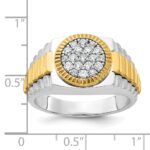 IBGoodman 14k Two-tone Men's Polished Satin and Ribbed Round Cluster Ring Mounting - Image 3