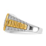 IBGoodman 14k Two-tone Men's Polished Satin and Ribbed 1/2 Carat AA Quality Diamond Round Cluster Ring - Image 5