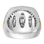 IBGoodman 14k Two-tone Men's Polished Satin and Ribbed 2 1/8 Carat AA Quality Diamond Round Cluster Ring - Image 7