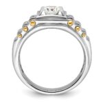 IBGoodman 14k Two-tone 1 carat Lab Grown Diamond VS/SI+ G+ Polished and Brushed Textured Complete Men's Ring - Image 2