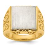 14k Two-Tone Engravable Square Signet ring