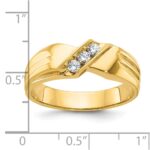 IBGoodman 14k Men's Polished and Grooved 3-Stone 1/5 Carat AA Quality Diamond Ring - Image 3