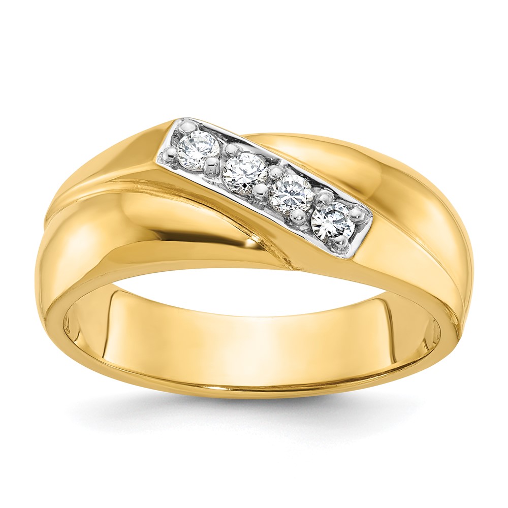 B60669-4YAA.jpg 14k IBGoodman Men's Polished Curved Bypass 4-Stone Ring Mounting - Image 1