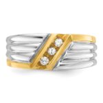 IBGoodman 14k Two-tone Men's Polished and Grooved 3-Stone 1/6 Carat AA Quality Diamond Ring - Image 4