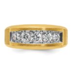 IBGoodman 14k Men's Polished and Satin 5-Stone 1 Carat AA Quality Diamond Ring - Image 6