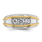 14k Two-tone IBGoodman Men's Polished 3-Stone Ring Mounting - Image 6