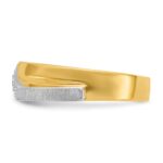 IBGoodman 14k Two-tone Men's Polished Satin and Grooved 4-Stone 1/8 Carat AA Quality Diamond Ring - Image 5