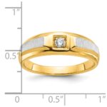 14k Two-tone IBGoodman Men's Polished and Satin 1/10 carat Diamond Complete Ring - Image 3