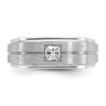 14k White Gold IBGoodman Men's Polished and Satin 3/8 carat Diamond Complete Ring - Image 6