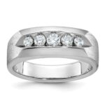 14k White Gold IBGoodman Men's Polished & Satin 5-Stone Ring Mounting
