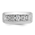 14k White Gold IBGoodman Men's Polished & Satin 5-Stone Ring Mounting - Image 6