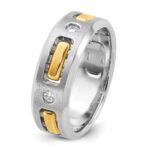 IBGoodman 14k Two-tone Men's Polished Satin and Cut-Out 1/6 Carat AA Quality Diamond 3-Stone Ring - Image 8