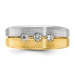 14k Two-tone IBGoodman Men's Polished and Satin 1/4 carat Diamond Complete Ring - Image 6