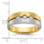 14k Two-tone IBGoodman Men's Polished and Satin 1/4 carat Diamond Complete Ring - Image 3