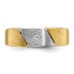 14k Two-tone IBGoodman Men's Polished and Satin 1/20 carat Diamond Complete Ring - Image 4