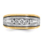 IBGoodman 10k Two-tone Men's Polished Satin and Grooved 5-Stone Ring Mounting - Image 6