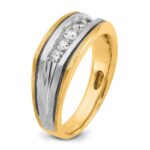 IBGoodman 10k Two-tone Men's Polished Satin and Grooved 5-Stone Ring Mounting - Image 8