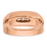 IBGoodman 14k White and Rose Gold Men's Polished Satin and Grooved 5-Stone Ring Mounting - Image 7
