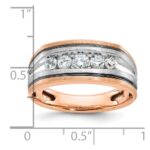 IBGoodman 14k White and Rose Gold Men's Polished Satin and Grooved 5-Stone Ring Mounting - Image 3