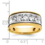 IBGoodman 14k Two-tone Men's Polished Satin and Grooved 5-Stone Ring Mounting - Image 3