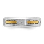 14k Two-tone IBGoodman Men's Polished and Satin Diamond Complete Ring - Image 6