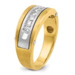 14k Two-tone IBGoodman Men's Polished Satin & Grooved Ring Mounting - Image 8