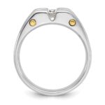 IBGoodman 14k Two-tone Men's Polished Satin and Cut-Out 3-Stone 3/4 Carat AA Quality Diamond Ring - Image 2