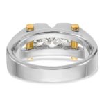 IBGoodman 14k Two-tone Men's Polished Satin and Cut-Out 3-Stone Ring Mounting - Image 7
