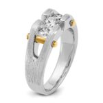 IBGoodman 14k Two-tone 3/4 carat Lab Grown Diamond VS/SI+ G+ Three Stone Complete Polished and Cut Out Men's Ring - Image 6