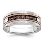 IBGoodman 14k White and Rose Gold Men's Polished and Satin 7-Stone Ring Mounting