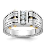 14k Two-tone IBGoodman Men's Polished and Satin Diamond Ring Mounting