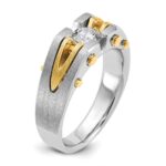 10k Two-tone IBGoodman Men's Polished and Satin Diamond Complete Ring - Image 8