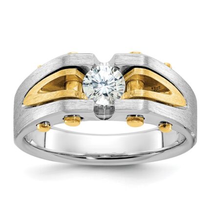 14k Two-tone IBGoodman Men's Polished and Satin Diamond Ring Mounting