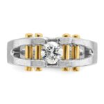 IBGoodman 14k Two-Tone 3/8 carat Lab Grown Diamond VS/SI+ G+ Polished and Satin Cut-Out Solitaire Complete Men's Ring - Image 5