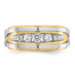 14k Two-tone IBGoodman Men's Polished 5-Stone Ring Mounting - Image 6