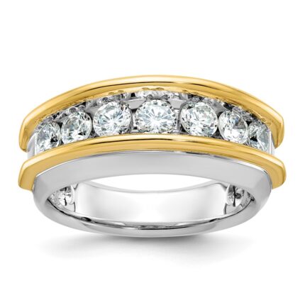 14k Two-tone IBGoodman Men's Polished 7-Stone Ring Mounting