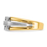 IBGoodman 14k Two-tone Men's Polished Satin and Cut-Out 1/5 Carat AA Quality Diamond Cross Ring - Image 4