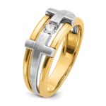 IBGoodman 14k Two-tone Men's Polished Satin and Cut-Out 1/5 Carat AA Quality Diamond Cross Ring - Image 7