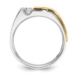 IBGoodman 14k Two-tone Men's Polished Satin and Cut-Out 1/3 Carat AA Quality Diamond Cross Ring - Image 2