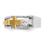 IBGoodman 14k Two-tone Men's Polished Satin and Cut-Out 1/3 Carat AA Quality Diamond Cross Ring - Image 6