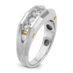 IBGoodman 14k Two-tone Men's Polished and Satin Cut-Out 5-Stone 1 Carat AA Quality Diamond Ring - Image 7