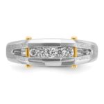 IBGoodman 14k Two-tone Men's Polished Satin and Cut-Out 5-Stone 1/4 Carat AA Quality Diamond Ring - Image 5