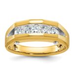 IBGoodman 14k Two-tone 1/2 carat Lab Grown Diamond VS/SI+ G+ Five Stone Complete Polished and Satin Men's Ring