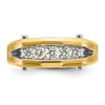 IBGoodman 14k Two-tone 1/2 carat Lab Grown Diamond VS/SI+ G+ Five Stone Complete Polished and Satin Men's Ring - Image 4