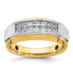 14k Two-tone IBGoodman Men's Polished and Satin 2-Row Ring Mounting
