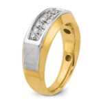 14k Two-tone IBGoodman Men's Polished and Satin 2-Row 1/2 Carat AA Quality Diamond Ring - Image 8