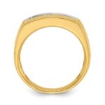 IBGoodman 14k with White Rhodium Men's Polished and Grooved 3-Stone 1/2 Carat AA Quality Diamond Ring - Image 2