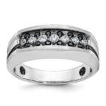 IBGoodman 14k White Gold Men's Polished Satin and Grooved Ring Mounting