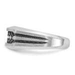 IBGoodman 14k White Gold Men's Polished Satin and Grooved Ring Mounting - Image 5
